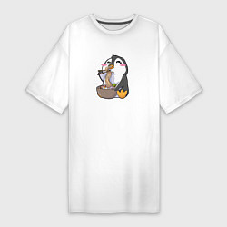 Футболка женская-платье Pinguin Ramen, цвет: белый