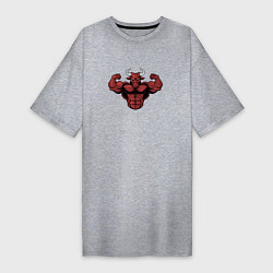 Футболка женская-платье Бык качок Bull jock, цвет: меланж