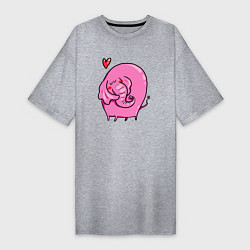 Футболка женская-платье Влюбленный розовый слон, цвет: меланж