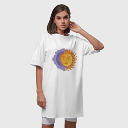 Футболка женская-платье Солнца и луна с лицами, цвет: белый — фото 2
