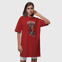 Футболка женская-платье Hipster зомби - skateboard and death!, цвет: красный — фото 2