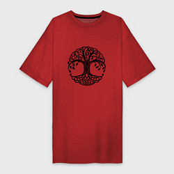 Футболка женская-платье Кельтское дерево жизни, цвет: красный