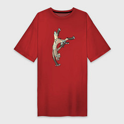 Футболка женская-платье Котяра акробат Acrobat cat, цвет: красный