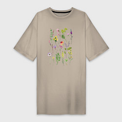 Женская футболка-платье Полевые растения цветы ботаника