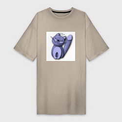 Женская футболка-платье Фиолетовый кот в короне для него