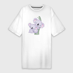 Женская футболка-платье Милые Коалы На Дереве