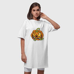 Футболка женская-платье Тыквенный Хэллоуин, цвет: белый — фото 2