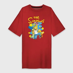 Футболка женская-платье The SimpsonsСемейка Симпсонов, цвет: красный