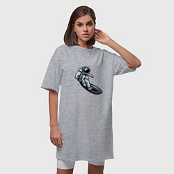 Футболка женская-платье Космонавт на серфинге, цвет: меланж — фото 2