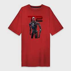 Футболка женская-платье Terminator 2 - T800, цвет: красный