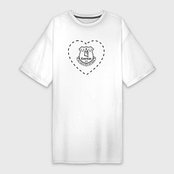 Футболка женская-платье Лого Everton в сердечке, цвет: белый