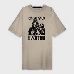 Футболка женская-платье Led Zeppelin Black, цвет: миндальный