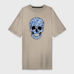 Женская футболка-платье Skull gzhel