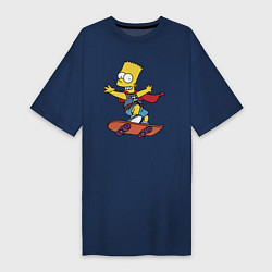 Женская футболка-платье Барт Симпсон - крутой скейтер