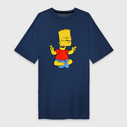 Женская футболка-платье Барт Симпсон - сидит со скрещенными пальцами