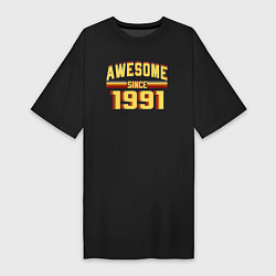 Футболка женская-платье Awesome Since 1991, цвет: черный