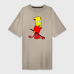 Футболка женская-платье Bart Simpson - devil, цвет: миндальный