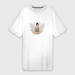 Футболка женская-платье Ангельская медитация домохозяйки, цвет: белый