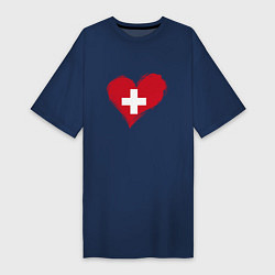 Футболка женская-платье Сердце - Швейцария, цвет: тёмно-синий