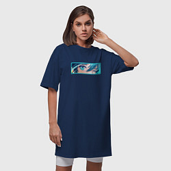Футболка женская-платье Венти: Геншин-бокс лого, цвет: тёмно-синий — фото 2