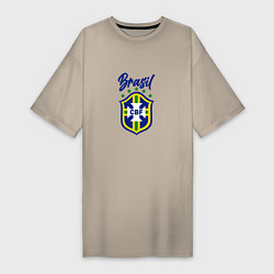 Футболка женская-платье Brasil Football, цвет: миндальный