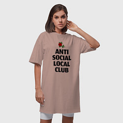 Футболка женская-платье Anti social local club, цвет: пыльно-розовый — фото 2