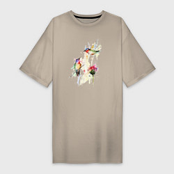 Женская футболка-платье Живопись полет колибри