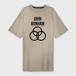 Футболка женская-платье John Bonham - Led Zeppelin - legend, цвет: миндальный
