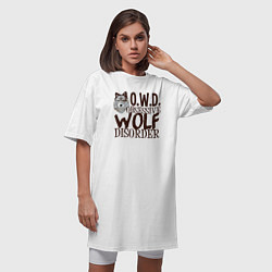 Футболка женская-платье Обсессивно волчье расстройство, цвет: белый — фото 2