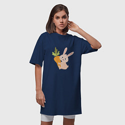 Футболка женская-платье Кролик с морковкой, цвет: тёмно-синий — фото 2