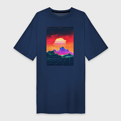Женская футболка-платье Синтвейв горы на закате