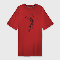 Футболка женская-платье Скелет и балет, цвет: красный