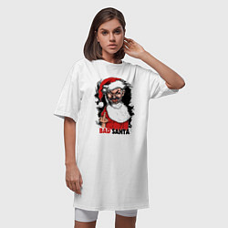Футболка женская-платье Bad Santa, fuck you, цвет: белый — фото 2