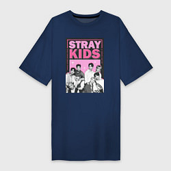 Футболка женская-платье Stray Kids boy band, цвет: тёмно-синий