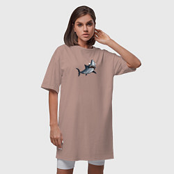 Футболка женская-платье Удивлённая акула, цвет: пыльно-розовый — фото 2
