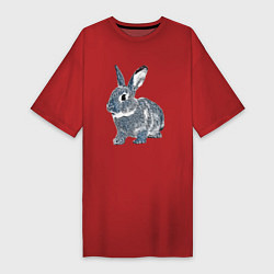 Женская футболка-платье 2023 год - год голубого кролика