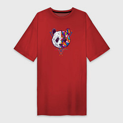 Футболка женская-платье PANDA полигоны, цвет: красный