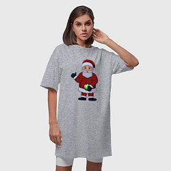 Футболка женская-платье Дед Мороз с елочной игрушкой, цвет: меланж — фото 2