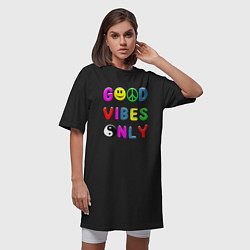 Футболка женская-платье Good vibes only, цвет: черный — фото 2