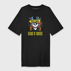 Футболка женская-платье Guns n roses Skull, цвет: черный