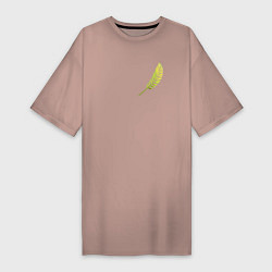 Футболка женская-платье Золотой тропический лист, цвет: пыльно-розовый
