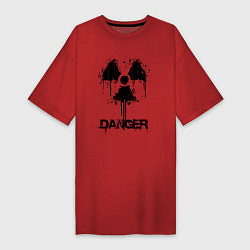 Футболка женская-платье Danger radiation symbol, цвет: красный