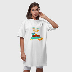 Футболка женская-платье Happy Hanukkah, цвет: белый — фото 2