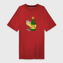 Женская футболка-платье Новогоднее шампанское