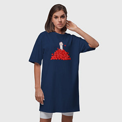 Футболка женская-платье Куча сердечек, цвет: тёмно-синий — фото 2