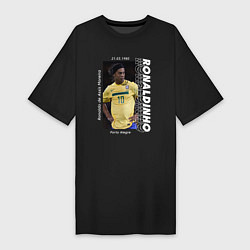 Футболка женская-платье Роналдиньо сборная Бразилии, цвет: черный