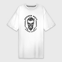 Женская футболка-платье Barbershop Skull, Череп Барбера