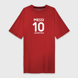 Футболка женская-платье Аргентина Месси автограф, цвет: красный
