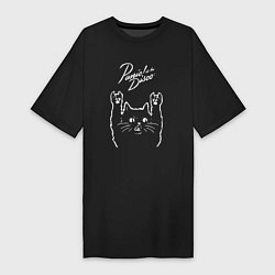 Футболка женская-платье Panic! At the disco рок кот, цвет: черный