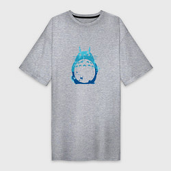 Футболка женская-платье Blue Totoro, цвет: меланж